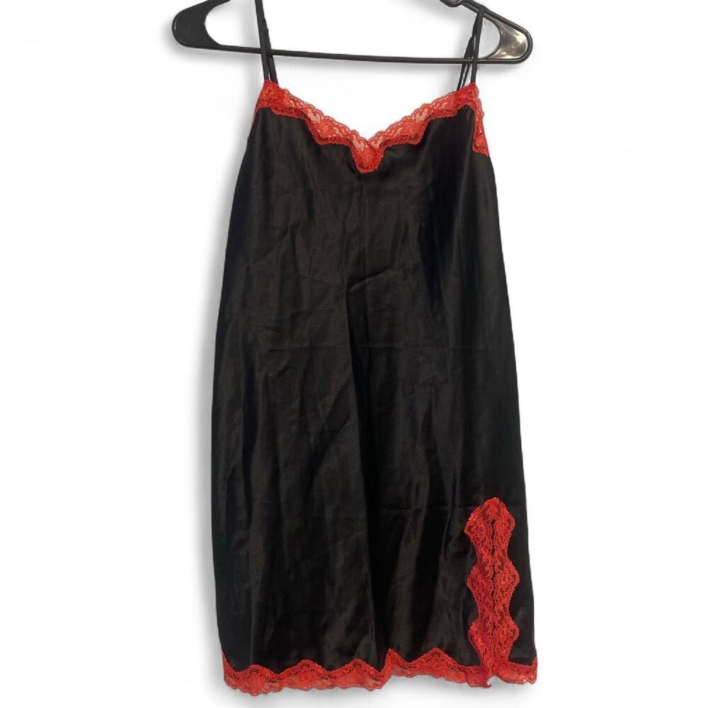 Victoria's Secret red lace lingerie mini slip dress with slit